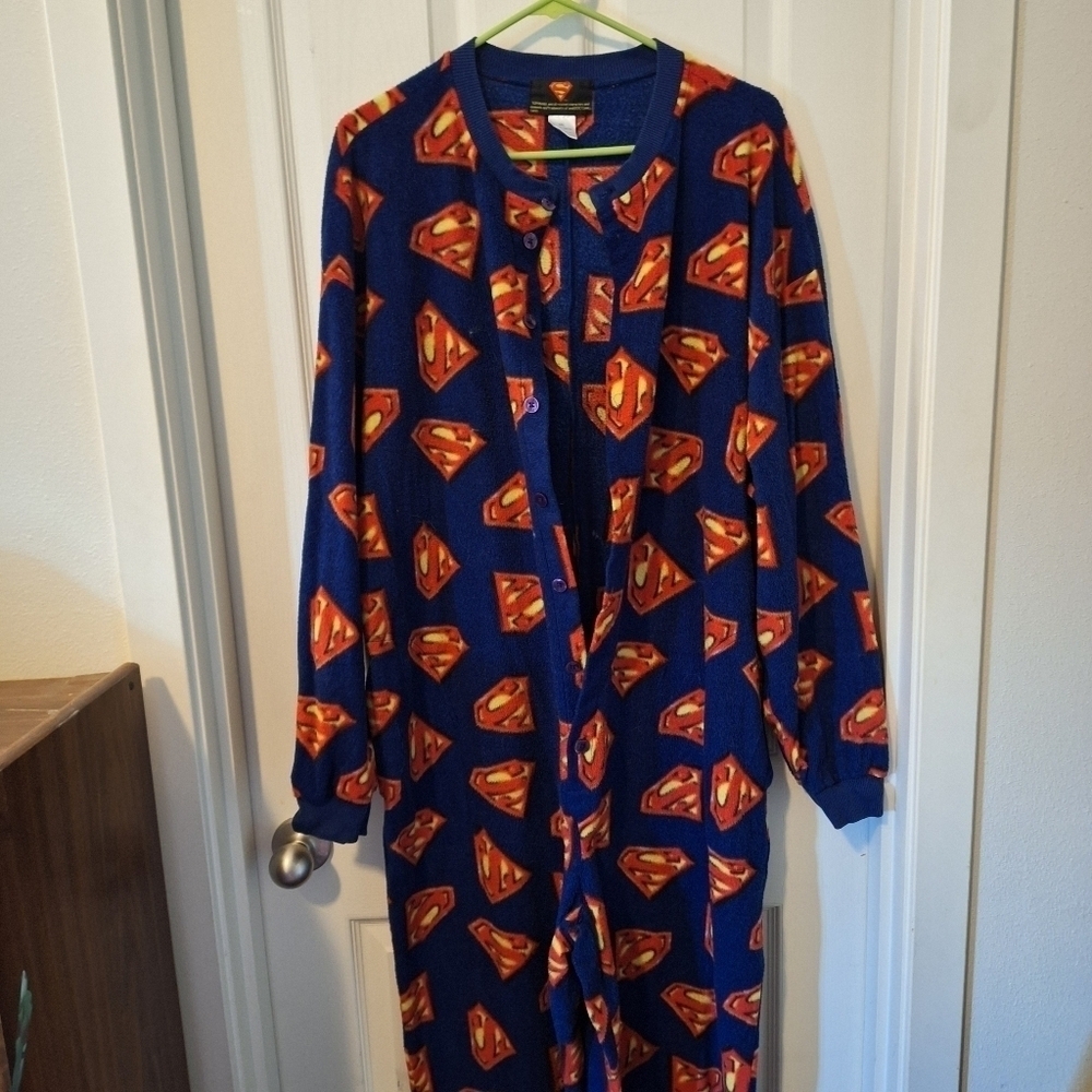 Superman One Piece Pajamas Sleepwear Large XLarge